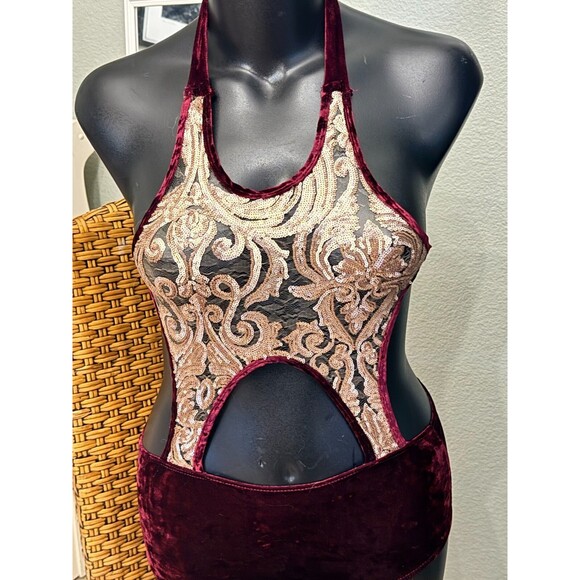 Roma Women's Bodysuit Dance Costume Halter Sequin Size S/M - Picture 1 of 10